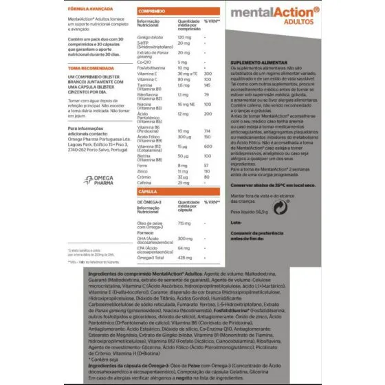 Mentalaction Adulto Comprimidos x30 + Cápsulas x30