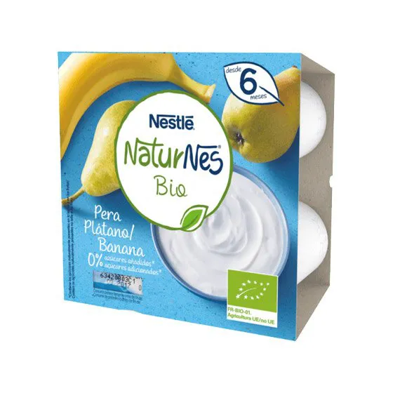 Nestlé Naturnes Bio Pêra/Banana 4 x90g +6Meses