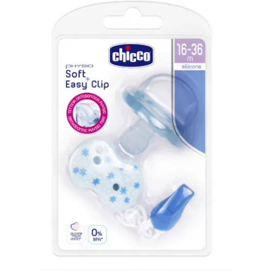 Chicco Chupeta Physio Soft + Clip Boy 16-36 Meses