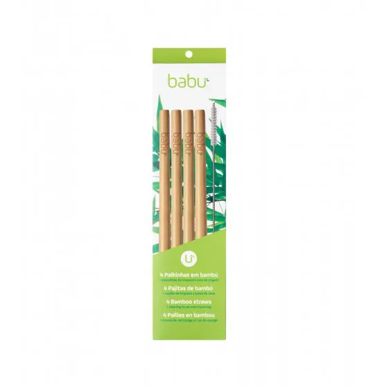 Babu Conjunto De Palhinhas De Bambu + Escovilhão