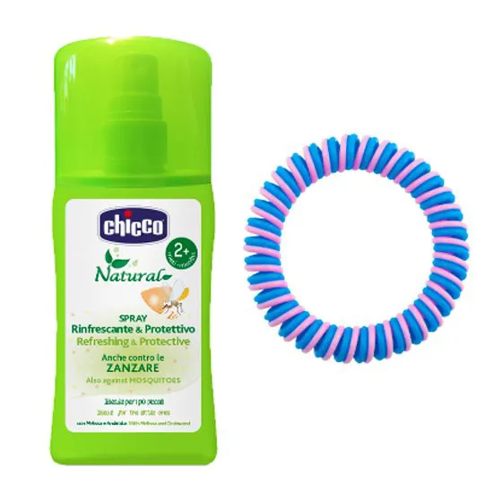 Chicco Natural Spray Refrescante E Protetor Contra Mosquitos 100ml Com Oferta De Pulseira Perfumada