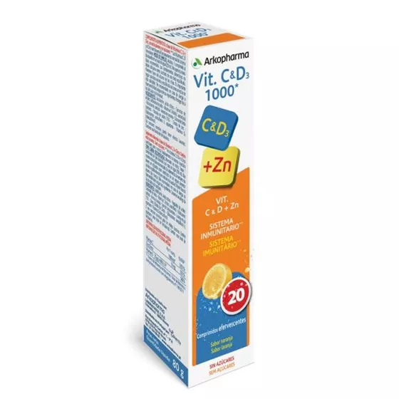 Arkopharma Vitamina C & D3 + Zinco 20 Comprimidos Efervescentes 80g