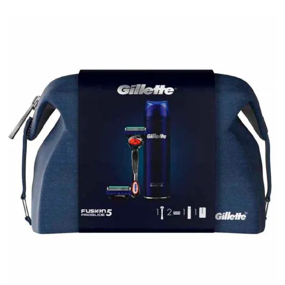Gillette Fusion Proglide 5 Cabo Para Lâmina + Recargas Para Lâmina 2 Unidade(S) + Gel De Barbear 200ml + Bolsa