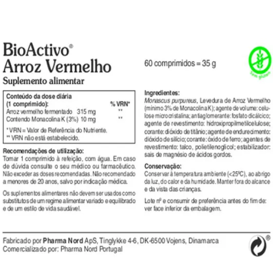 Bioactivo Arroz Vermelho x60 Comprimidos