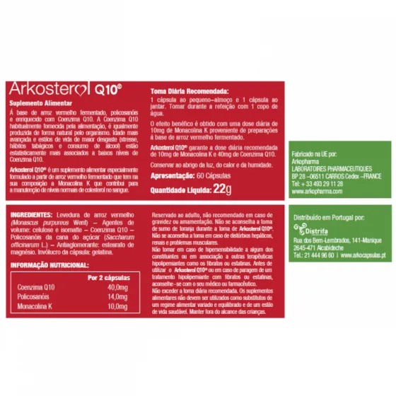 Arkopharma Levedura De Arroz Vermelho + Co Q10 60 Cápsulas