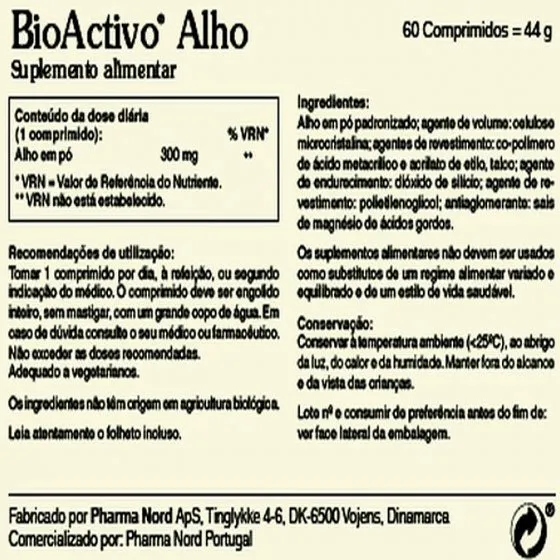Bioactivo Alho x60 Comprimidos