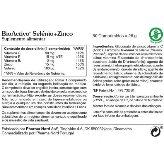 Bioactivo Selenio + Zinco Comprimidos x60