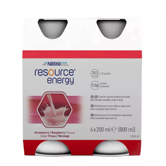 Resource Energy Solução Oral Morango 200ml x4