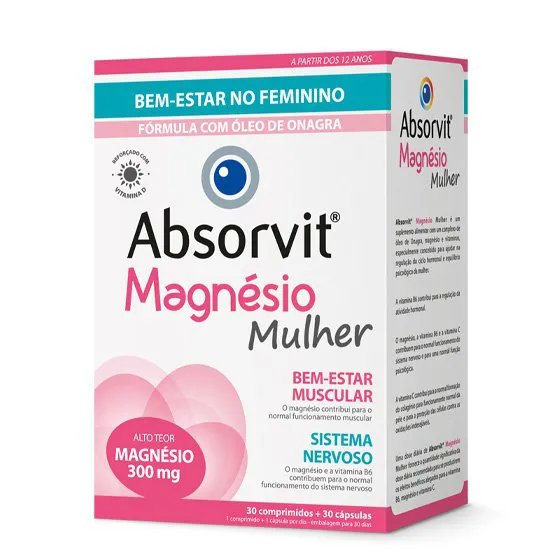 Absorvit Magnésio Mulher x30 Comprimidos + x30 Cápsulas